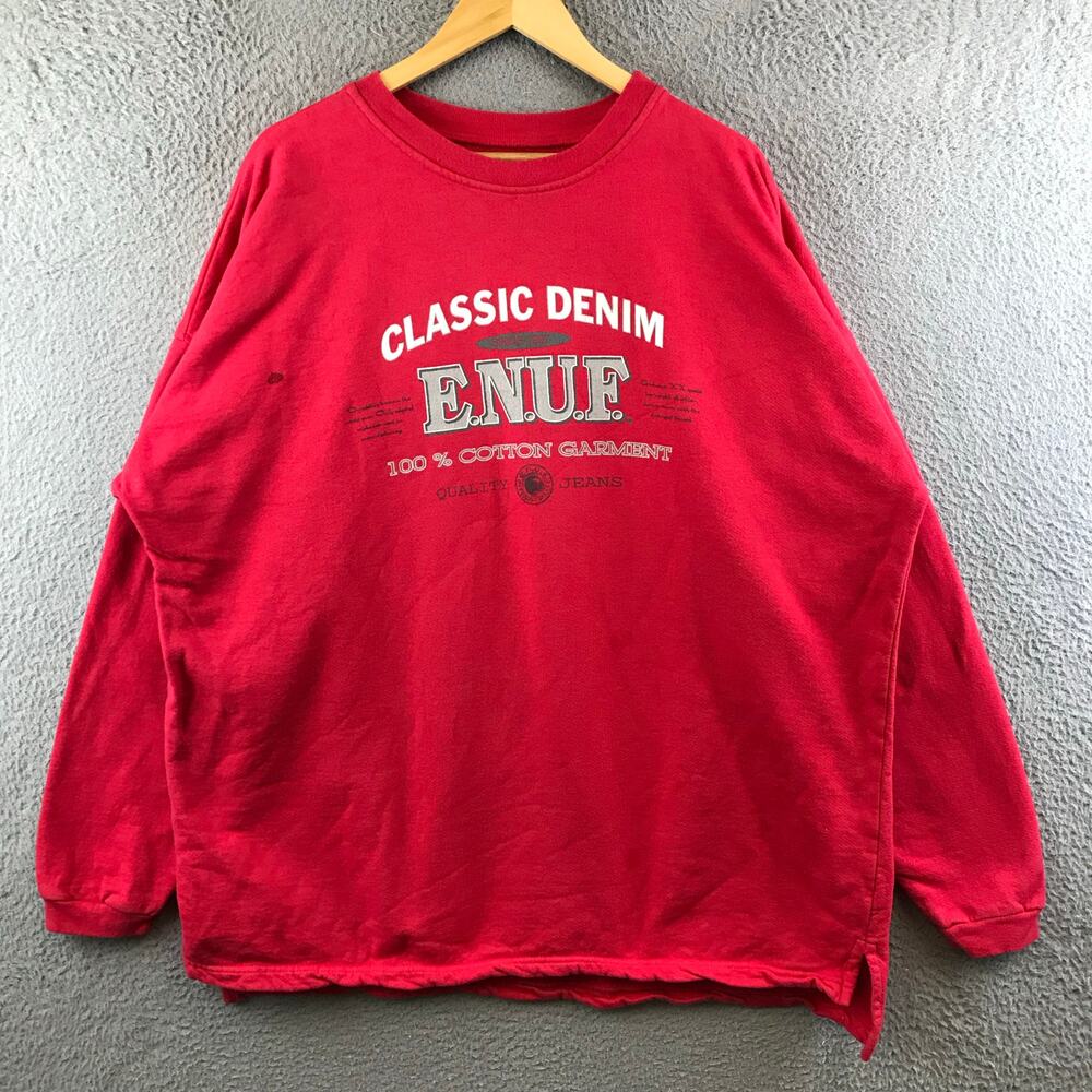 Vintage 90s ENUF Internationale Red Sweatshirt Oversized XL